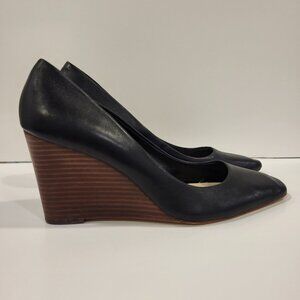 Vince Camuto Diletta Wedge Heels Women’s Size 10 Black Leather Slip On Pumps‎